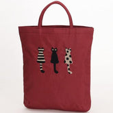 日本 Atsuko Matano 可愛時尚貓咪 刺繡 Tote Bag (暗紅色)